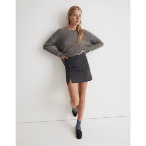 NWT Madewell Women's Wool-Blend Mini Skirt Kyle Mini Glen Plaid Gray Blue SZ 12